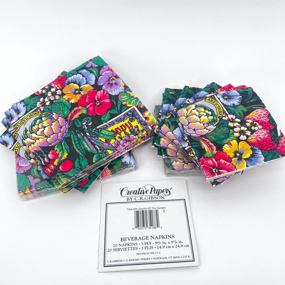 Creative Papers by CR Gibson Beverage & Luncheon Napkins Secrets of the Garden